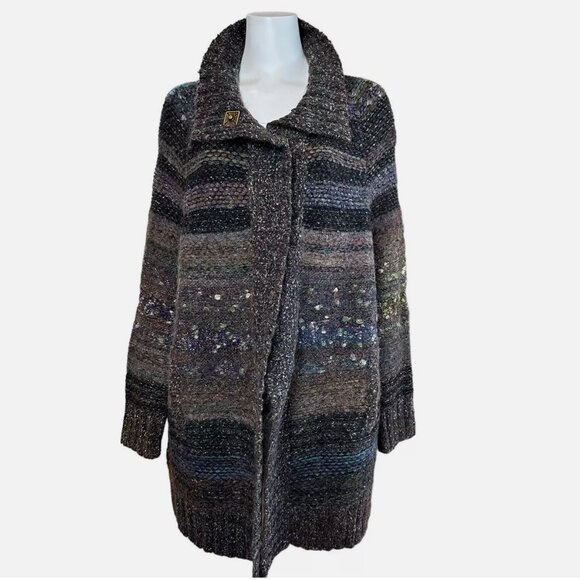 Free People Starlight Shadow Long Sleeve Knit Cardigan Wool Large EUC - Picture 1 of 16